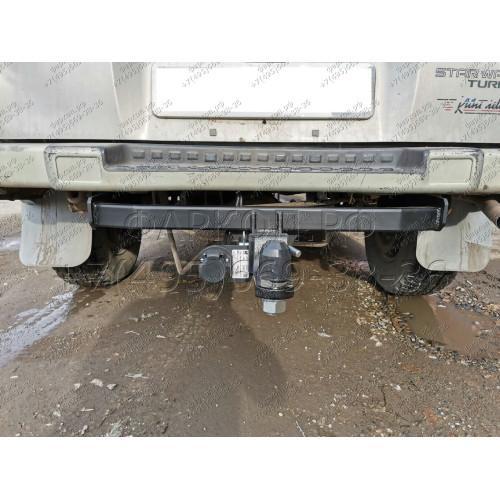 H.M16.E HALTY Фаркоп на Mitsubishi Delica 3 поколение 1986-1999 без подрезки бампера. Тип шара: E. Нагрузки: 750/75 кг, масса фаркопа 21,4 кг