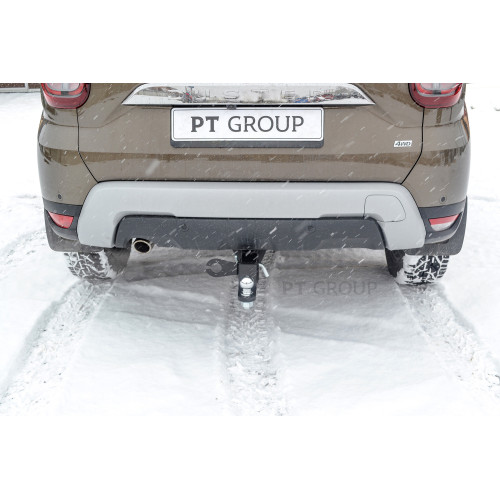 NTE-12-991122.00 PT GROUP Фаркоп на Renault Duster 2010-2021, 2021-2022, Nissan Terrano 2014-2022, Renault Kaptur 2016-2022 без подрезки бампера. Тип шара: E (легкосъемный шар под квадрат). Нагрузки: 1600/75 кг, масса фаркопа 16,8 кг (без электрики в комп