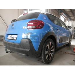 P042A GALIA Полностью оцинкованный фаркоп на Peugeot 208 хетчбек 2012-2019, Citroen C3 2016-. Подрозетник убирается за бампер. Тип шара: A. Невидимый вырез бампера