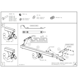R099A GALIA Полностью оцинкованный фаркоп на Renault Scenic 2016-2022, Renault Grand Scenic 2016-2022. Подрозетник убирается за бампер. Тип шара: A. Установка без выреза б