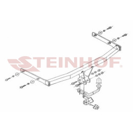 S-146 STEINHOF Фаркоп на Seat Ibiza хетчбек 3/5 дверей 03/2002-07/2008. Требуется подрезка бампера. Тип шара: A. Нагрузки: 1200/50 кг, масса фаркопа 15,2 кг (без электри