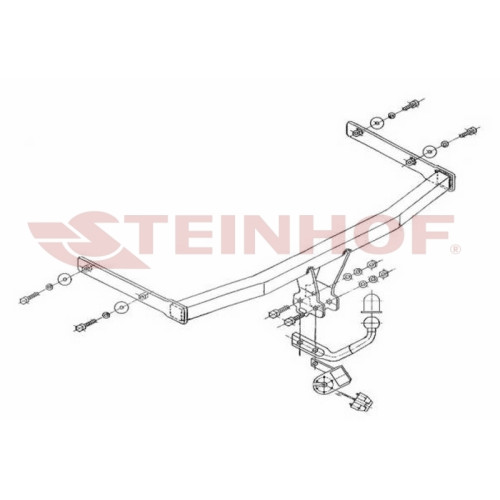 S-146 STEINHOF Фаркоп на Seat Ibiza хетчбек 3/5 дверей 03/2002-07/2008. Требуется подрезка бампера. Тип шара: A. Нагрузки: 1200/50 кг, масса фаркопа 15,2 кг (без электрики в комплекте)