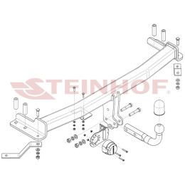 S-478 STEINHOF Фаркоп на SsangYong Stavic 2WD / 4WD 2013-2019. Требуется подрезка бампера. Тип шара: A. Нагрузки: 2850/140 кг, масса фаркопа 17,5 кг (без электрики в компле