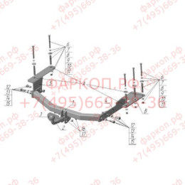 SY 008 AVTOS Фаркоп на SsangYong Actyon Sports 2006-2014 без подрезки бампера. Тип шара: A. Нагрузки: 750/50 кг, масса фаркопа 20 кг (без электрики в комплекте)