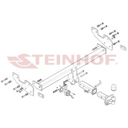 T-153 STEINHOF Фаркоп на Toyota Hilux 4WD двойная кабина, без силового бампера 2016-, JAC T6 2019-, JAC T8 Pro 2023- без подрезки бампера. Тип шара: FE (шаровый узел под аме
