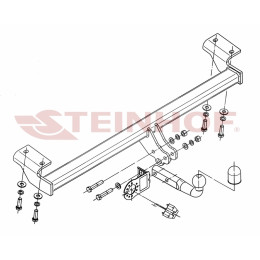 T-186 STEINHOF Фаркоп на Toyota RAV4 3/5 дверей 06/2000-2006 без снятия и подрезки бампера. Тип шара: A. Нагрузки: 2000/80 кг, масса фаркопа 13,2 кг (без электрики в ком