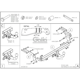 T069C GALIA Полностью оцинкованный фаркоп на Toyota Yaris 2014-2020. Тип шара: C (горизонтальный съемный). Установка без выреза бампера. Нагрузки: 1050/60 кг, ма