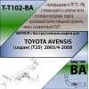 T102-BA TAVIALS ТСУ для Toyota Avensis T25 седан 2003-2008 без снятия и выреза бампера. Тип шара: C (оцинкованный, съемный). Нагрузки: 1500/75 кг, масса фаркопа 12,64 кг (без электрики в комплекте)