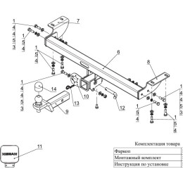 TCU00018 ТСС Фаркоп на Nissan Murano 2016-2024 без подрезки бампера. Тип шара: E (шаровый узел под американский квадрат). Нагрузки: 1200/75 кг