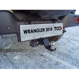 TCU00134 ТСС Фаркоп на Jeep Wrangler JL 2018- без подрезки бампера. Тип шара: E (шаровый узел под американский квадрат). Нагрузки: 3500/150 кг