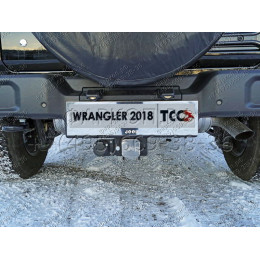 TCU00134 ТСС Фаркоп на Jeep Wrangler JL 2018- без подрезки бампера. Тип шара: E (шаровый узел под американский квадрат). Нагрузки: 3500/150 кг