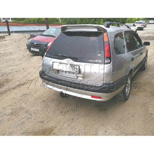 H.T72.A HALTY Фаркоп на Toyota Sprinter Carib 1995-2002 без подрезки бампера. Тип шара: A. Нагрузки: 750/75 кг, масса фаркопа 12,4 кг