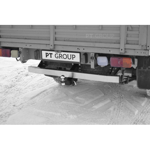 UPK-08-991124.00 PT GROUP Фаркоп с нержавеющей накладкой на УАЗ пикап 2008-, УАЗ Профи 2017- без подрезки бампера. Тип шара: E (легкосъемный шар под квадрат). Нагрузки: 1600/100 кг, масса фаркопа 19,6 кг (без электрики в комплекте)