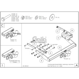 V027A GALIA Полностью оцинкованный фаркоп на Volkswagen T4: Transporter/Caravelle/Multivan 1990-2003, включая 4WD. Тип шара: A. Установка без снятия и выреза бампера. Нагруз