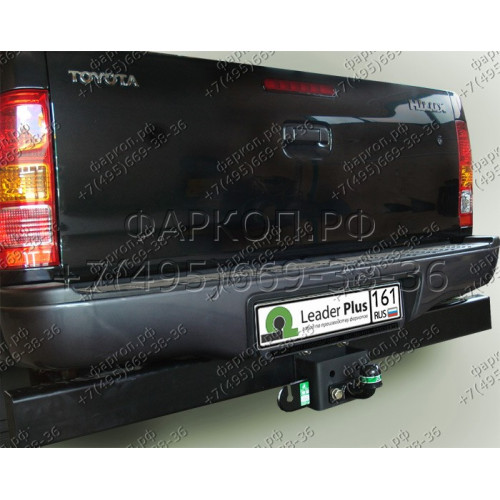 T114-FC Лидер-плюс ТСУ для Toyota Hilux (4WD) (N2) с задней подножкой 2008-2015 без выреза бампера. Нагрузки: 1200/50 кг, масса фаркопа 8,68 кг (без электрики в комплекте)