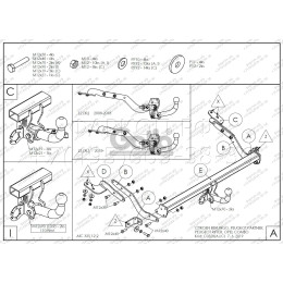 C0528A GALIA Полностью оцинкованный фаркоп на Peugeot Partner II L2 2008-2018, Citroen Berlingo II L2 2008-2018, Peugeot Partner III L2 (XL/Long) 2018-, Peugeot Rifter L2 (XL/Long) 2018-, Citroen Berlingo III L2 (XL/Long) 2018