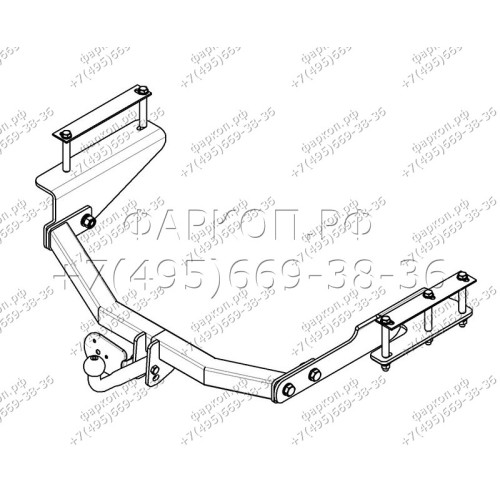 SY 008 AVTOS Фаркоп на SsangYong Actyon Sports 2006-2014 без подрезки бампера. Тип шара: A. Нагрузки: 750/50 кг, масса фаркопа 20 кг (без электрики в комплекте)