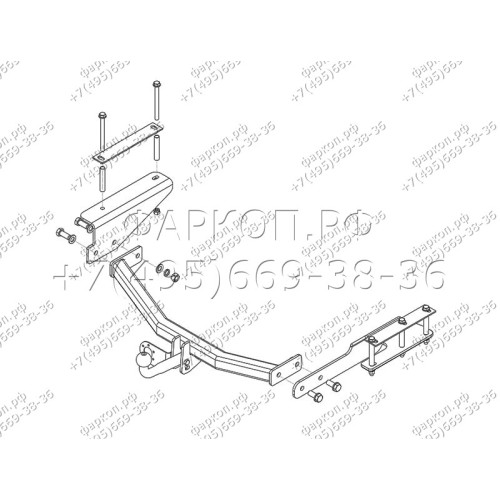 SY 008 AVTOS Фаркоп на SsangYong Actyon Sports 2006-2014 без подрезки бампера. Тип шара: A. Нагрузки: 750/50 кг, масса фаркопа 20 кг (без электрики в комплекте)