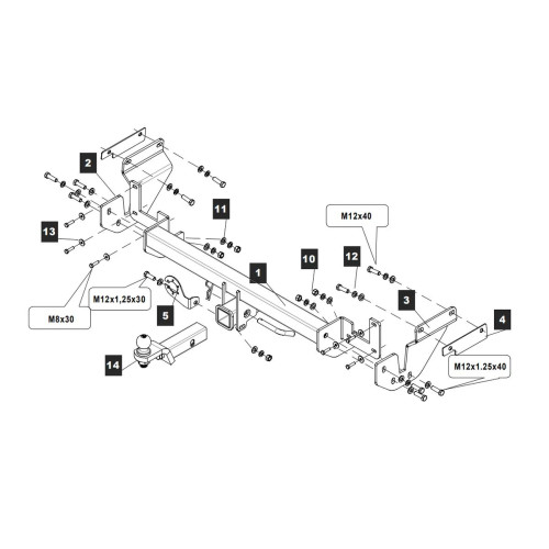 079130 TOWRUS Фаркоп на Citroen Spacetourer 2016-, Citroen Jumpy 2017-, Peugeot Traveller 2016-, Peugeot Expert 2016-, Opel Zafira Life 2019-, Opel Vivaro 2019-, Toyota ProAce 2016- без снятия и выреза бампера. Тип шара: EA (E с антистуком). Нагрузки: 250