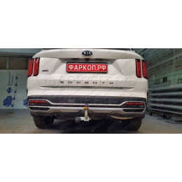 91008-A MOTODOR Фаркоп с оцинкованным шаром на Kia Sorento 2020-, Hyundai Santa Fe IV рестайлинг 2021-2023. Необходима подрезка бампера. Тип шара: A. Нагрузки: 2000/100 кг, ма