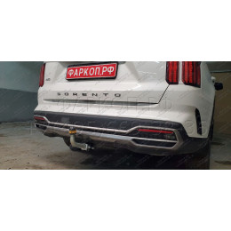 91008-A MOTODOR Фаркоп с оцинкованным шаром на Kia Sorento 2020-, Hyundai Santa Fe IV рестайлинг 2021-2023. Необходима подрезка бампера. Тип шара: A. Нагрузки: 2000/100 кг, ма