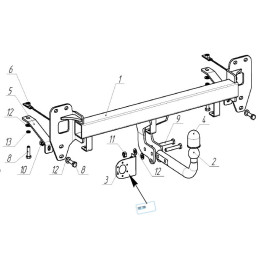 9023-A ORIS Фаркоп на Geely Tugella 2020-2024, KnewStar 001 2024- без выреза в бампере. Тип шара: A. Нагрузки: 1500/100 кг, масса фаркопа 15 кг (без электрики в комплекте)