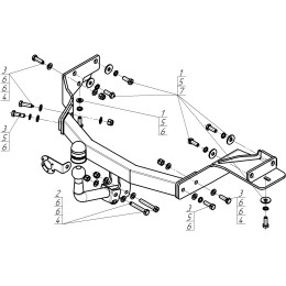 91008-A MOTODOR Фаркоп с оцинкованным шаром на Kia Sorento 2020-, Hyundai Santa Fe IV рестайлинг 2021-2023. Необходима подрезка бампера. Тип шара: A. Нагрузки: 2000/100 кг, ма