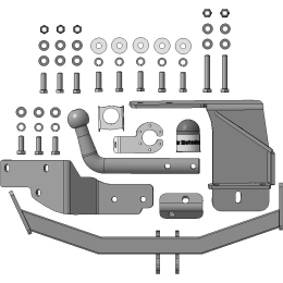 91008-A MOTODOR Фаркоп с оцинкованным шаром на Kia Sorento 2020-, Hyundai Santa Fe IV рестайлинг 2021-2023. Необходима подрезка бампера. Тип шара: A. Нагрузки: 2000/100 кг, ма