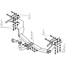 91402-A MOTODOR Фаркоп с оцинкованным шаром на Nissan X-Trail T31 2007-2015 без выреза в бампере. Тип шара: A. Нагрузки: 1500/75 кг, масса фаркопа 20 кг (без электрики 