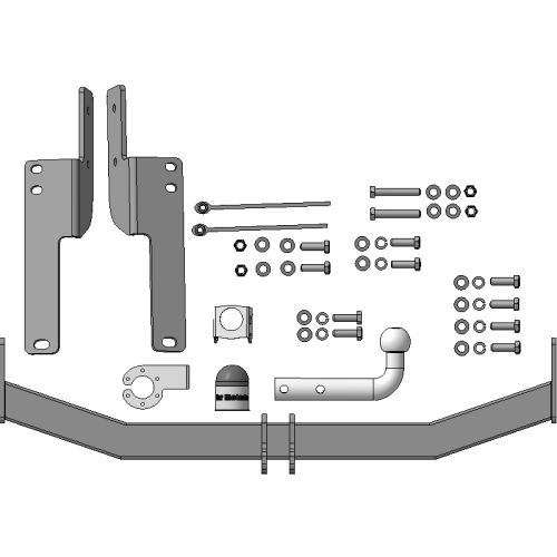 92508-A MOTODOR Фаркоп с оцинкованным шаром на Toyota Land Cruiser Prado J150 2009-2023, Lexus GX 2010-2013 без выреза в бампере. Тип шара: A. Нагрузки: 1500/75 кг, масса фаркопа 16,9 кг (без электрики в комплекте)