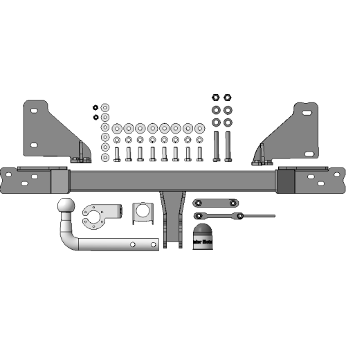 94204-A MOTODOR Фаркоп с оцинкованным шаром на Belgee X70 2024-, Geely Atlas Pro 2021-2024 без выреза в бампере. Тип шара: A. Нагрузки: 1500/75 кг, масса фаркопа 15,1 кг (без электрики в комплекте)