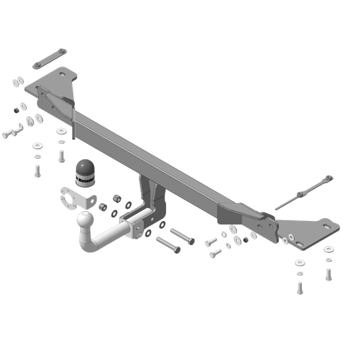 94204-A MOTODOR Фаркоп с оцинкованным шаром на Belgee X70 2024-, Geely Atlas Pro 2021-2024 без выреза в бампере. Тип шара: A. Нагрузки: 1500/75 кг, масса фаркопа 15,1 кг (без электрики в комплекте)