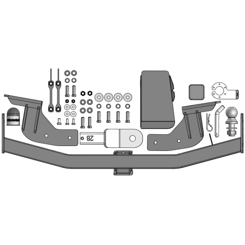 97208-E MOTODOR Фаркоп с оцинкованным шаром на Changan CS95 2023- без выреза в бампере. Тип шара: E. Нагрузки: 1500/75 кг, масса фаркопа 21,3 кг (без электрики в комплекте)