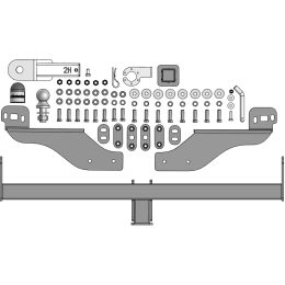 98303-E MOTODOR Фаркоп с оцинкованным шаром на JAC T9 2024-, Sollers ST9 2025- без выреза в бампере. Тип шара: E. Нагрузки: 2500/100 кг, масса фаркопа 23,9 кг (без электри