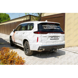 EVX-20-991122.00 PT GROUP Фаркоп на Exeed VX 2022- без подрезки бампера. Тип шара: E (легкосъемный шар под квадрат). Нагрузки: 1500/50 кг, масса фаркопа 17,4 кг (без эл