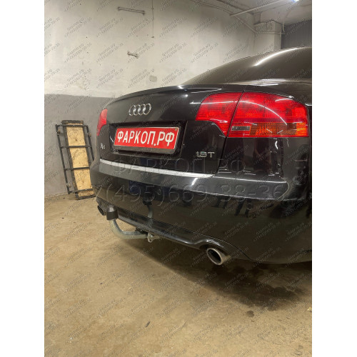 A036A GALIA Полностью оцинкованный фаркоп на Audi A4 седан/универсал (Avant) 2000-2007, включая 4WD (Quattro), SEAT Exeo седан/универсал 2009-2013. Подрозетник убирается за бампер. Тип шара: A. Невидимый вырез бампера. Нагрузки: 2100/100 кг, масса фаркопа