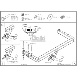 A046A GALIA Полностью оцинкованный фаркоп на Audi Q5 2008-2016. Подрозетник убирается за бампер. Тип шара: A. Невидимый вырез бампера. Нагрузки: 2400/80 кг, м