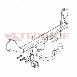 B-043 STEINHOF Фаркоп на BMW 3-Series F30 седан 2011-2018, BMW 3-Series F31 универсал 2012-2018 без подрезки бампера. Тип шара: A. Нагрузки: 1950/80 кг, масса фаркопа 13,6 кг (без 