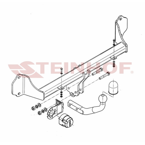 B-043 STEINHOF Фаркоп на BMW 3-Series F30 седан 2011-2018, BMW 3-Series F31 универсал 2012-2018 без подрезки бампера. Тип шара: A. Нагрузки: 1950/80 кг, масса фаркопа 13,6 кг (без электрики в комплекте)