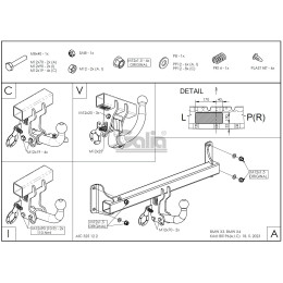 B019A GALIA Полностью оцинкованный фаркоп на BMW X3 F25 2010-2017, BMW X4 F26 2014-2018, кроме моделей с M-пакетом. Подрозетник убирается за бампер. Тип шара: A. Уста