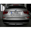 B019A GALIA Полностью оцинкованный фаркоп на BMW X3 F25 2010-2017, BMW X4 F26 2014-2018, кроме моделей с M-пакетом. Подрозетник убирается за бампер. Тип шара: A. Установка без выреза бампера. Нагрузки: 2400/100 кг, масса фаркопа 12,32 кг