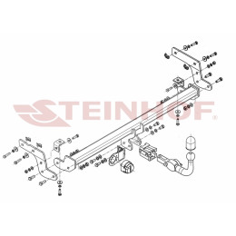 C-046 STEINHOF Фаркоп на Citroen C-Elysee 2013-2016, Peugeot 301 2013-2016 без подрезки бампера. Тип шара: AH (горизонтальное быстросъемное крепление шара на ключе). Нагр