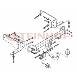 C-255 STEINHOF Фаркоп на Chevrolet Captiva 2006-2013. Требуется подрезка бампера. Тип шара: A. Нагрузки: 2000/80 кг, масса фаркопа 18,5 кг (без электрики в комплекте)