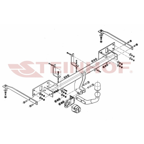 F-114 STEINHOF Фаркоп на FIAT Panda III, только 2WD 2012-2022 без подрезки бампера. Тип шара: A. Нагрузки: 1000/70 кг, масса фаркопа 15,9 кг (без электрики в комплекте)