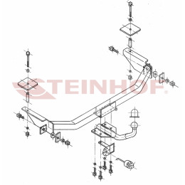F-132 STEINHOF Фаркоп на FIAT Seicento 05/1998-2010 без подрезки бампера. Тип шара: H (сварное крепление шара). Нагрузки: 400/30 кг, масса фаркопа 12,7 кг (без электри
