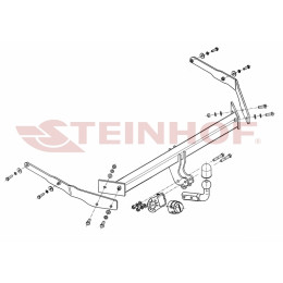 F-240 STEINHOF Фаркоп на Ford Focus III универсал 2011-2018. Требуется подрезка бампера. Тип шара: A. Нагрузки: 1800/100 кг, масса фаркопа 18,5 кг (без электрики в ком