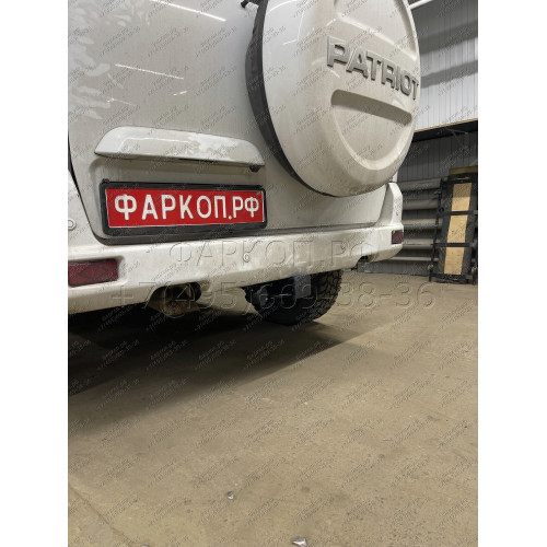 FA 0855-E Бизон Фаркоп на UAZ Patriot / УАЗ Патриот 2015- без подрезки бампера. Тип шара: E (легкосъемный шар под квадрат). Нагрузки: 3000/100 кг. Не комплектуется электрикой