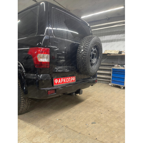 FA 0855-E Бизон Фаркоп на UAZ Patriot / УАЗ Патриот 2015- без подрезки бампера. Тип шара: E (легкосъемный шар под квадрат). Нагрузки: 3000/100 кг. Не комплектуется электрикой