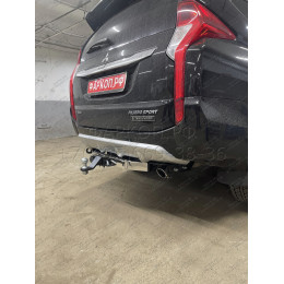 FA 1005-E(N) Бизон Фаркоп с хромированной накладкой на Mitsubishi Pajero Sport II 2008-2016, Mitsubishi Pajero Sport III 2016-2021 без подрезки бампера. Тип шара: E (легкосъемный ш