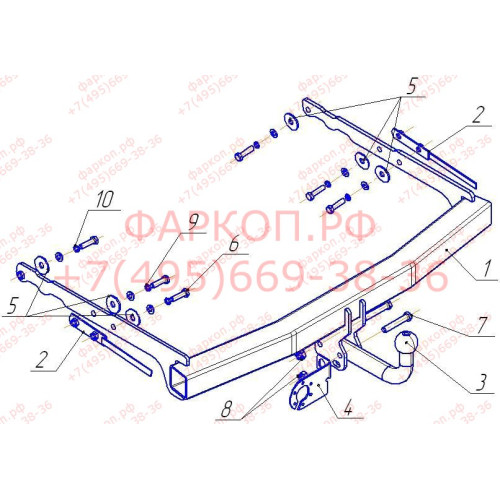FD 23 AVTOS Фаркоп на Ford Mondeo седан/универсал 2007-2015 без подрезки бампера. Тип шара: A. Нагрузки: 1500/75 кг, масса фаркопа 16,5 кг (без электрики в комплекте)